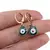 Cercei aurii cu agatatoare leverback, Ochiul protector verde inchis, 10mm, imagine 4