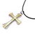 Colier cu pandantiv cruce dubla argintiu cu auriu gravata, 48mm, imagine 2