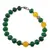 Bratara Agat verde discuri fatetate si Agat galben sfere cu elemente argintii, 8mm