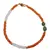 Bratara Carneol si Prasiolit discuri fatetate 4mm si Aventurin neuniform 5-7mm cu bumbi aurii