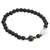 Bratara Onix negru mat sfere 6mm, Larvikit 8mm si steluta din Sidef 10mm cu bumbi aurii