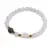 Bratara Cristal de stanca sfere 6mm, Larvikit 8mm si luna din Sidef 12mm cu bumbi aurii
