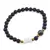 Bratara Onix mat sfere 6mm, Larvikit 8mm si luna din Sidef 12mm cu bumbi aurii
