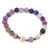 Bratara pe elastic Perle de cultura, bumbi aurii si Agat mov dantelat sfere mate 8mm
