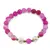 Bratara pe elastic Perle de cultura, bumbi aurii si Agat roz mat sfere 8mm