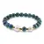 Bratara pe elastic Perle de cultura, bumbi aurii si Azurit sfere 8mm, imagine 2