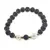 Bratara pe elastic Perle de cultura, bumbi aurii si Roca vulcanica sfere 8mm