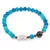 Bratara Agat albastru sfere 6mm, Larvikit 8mm si luna din Sidef 12mm cu bumbi aurii