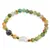 Bratara Agat verde cu galben sfere 6mm, Larvikit 8mm si luna din Sidef 12mm cu bumbi aurii