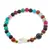 Bratara Mix Agate colorate sfere 6mm, Larvikit 8mm si luna din Sidef 12mm cu bumbi aurii