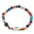 Bratara Mix Agate colorate sfere fatetate 6mm, Larvikit 8mm si luna din Sidef 12mm cu bumbi aurii