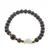 Bratara Obsidian fulg de nea maro sfere 6mm, Larvikit 8mm si luna din Sidef 12mm cu bumbi aurii