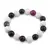 Bratara pe elastic cu Onix alb si Agat negru sfere fatetate 10mm, Ochi de tigru roz sfera 10mm