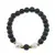Bratara pe elastic Perle de cultura, bumbi aurii si Agat football negru sfere 8mm