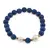 Bratara pe elastic Perle de cultura, bumbi aurii si Cuart druzy electroplacat albastru sfere 8mm