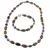 Set bratara si colier Lapis Lazuli si Ochi de tigru neuniform cu bumbi argintii, 6-12mm