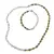 Set bratara si colier Peridot neuniform si sfere 3-6mm cu Piatra lunii neuniforma 6-8mm si steluta din Hematit auriu 6mm