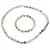 Set bratara si colier Piatra lunii piersica si gri banuti 5-6mm si Piatra Lunii alba sfere 4mm cu steluta din Hematit auriu 6mm
