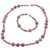 Set bratara si colier Rodonit roz sfere 4-8mm cu bumbi aurii