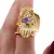 Inel din argint 925 placat cu aur 14k reglabil cu Ametist, model petale, imagine 4