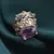 Inel din argint 925 placat cu aur 14k cu Ametist si zirconii verzi, model fantasy - marimea 56, imagine 3
