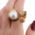 Inel din argint 925 placat cu aur 14k cu Perla de cultura si cristale incrustate, model ramura deschisa - marimea 59, imagine 4