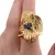 Inel din argint 925 placat cu aur 14k reglabil cu Iolith, model petale, imagine 4