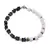 Bratara Turmalina neagra si Opal alb patratele 4-5mm cu sfere de Opal dendritic 4mm si Hematit auriu 6mm
