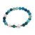 Bratara pe elastic Perle de cultura, bumbi aurii si Agat albastru dantelat sfere fatetate 8mm