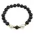 Bratara pe elastic Perle de cultura, bumbi aurii si Agat negru sfere 8mm