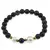 Bratara pe elastic Perle de cultura, bumbi aurii si Agat negru spider sfere 8mm