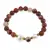 Bratara pe elastic Perle de cultura, bumbi aurii si Jasp rosu sfere 8mm