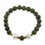 Bratara pe elastic Perle de cultura, bumbi aurii si Jasp sesame verde sfere 8mm