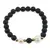 Bratara pe elastic Perle de cultura, bumbi aurii si Onix sfere mate 8mm