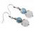 Cercei cu agatatoare Larimar si Selenit sfere cu element floare, 8-10mm