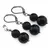 Set cercei si pandantiv Onix negru mat si Obsidian negru sfere, 8-10mm