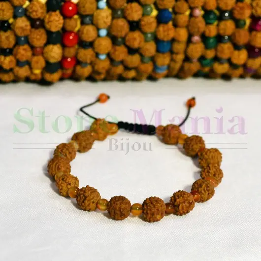 Bratara rudraksha 8mm si carneol 4mm