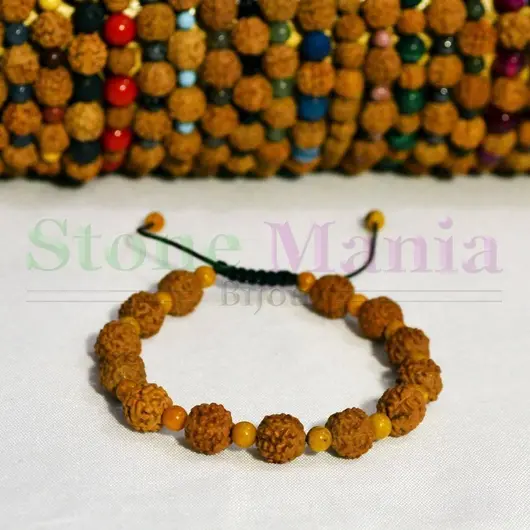 Bratara rudraksha 8mm si coral fosilic 4mm