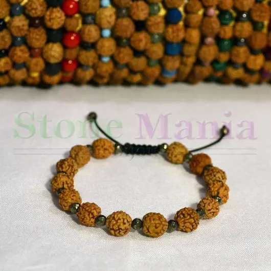 Bratara rudraksha 8mm si roca vulcanica 4mm