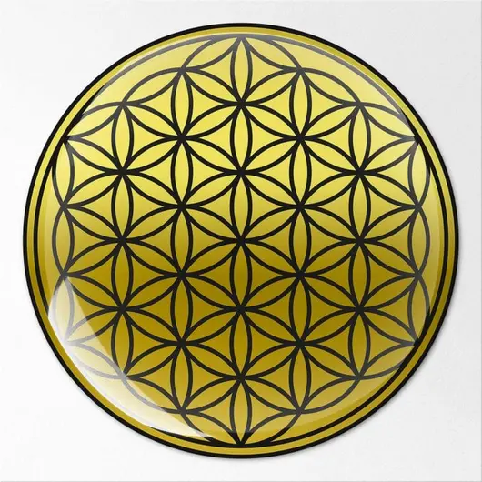 Abtibild sticker Feng Shui 3D cu Floarea Vietii, Simbolul vietii auriu metalic - 4,5cm, imagine 3