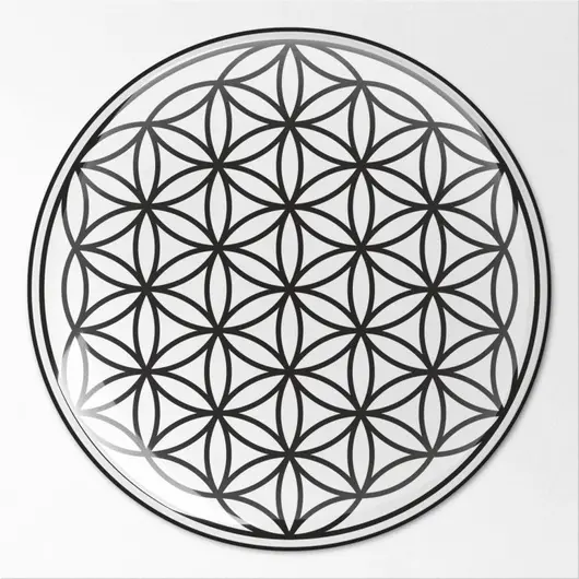 Abtibild sticker Feng Shui 3D cu Floarea Vietii, Simbolul vietii negru transparent - 4,5cm, imagine 3