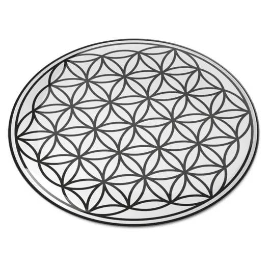 Abtibild sticker Feng Shui 3D cu Floarea Vietii, Simbolul vietii negru transparent - 4,5cm