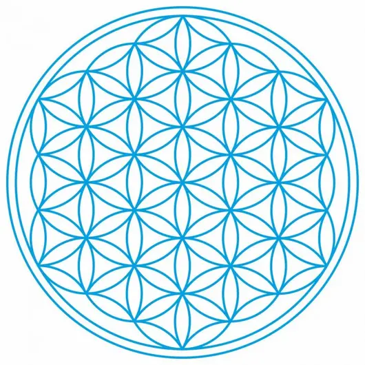 Abtibild sticker Feng Shui cu Floarea Vietii , Simbolul vietii – Albastru - 10cm