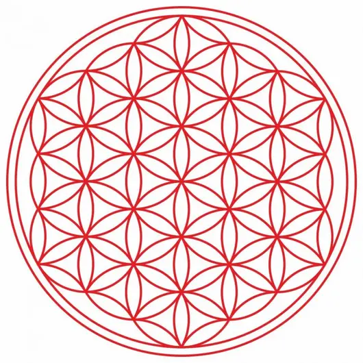Abtibild sticker Feng Shui cu Floarea Vietii , Simbolul vietii – Rosu - 10cm