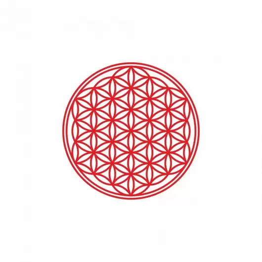 Abtibild sticker Feng Shui cu Floarea Vietii, Simbolul vietii – Rosu - 5cm