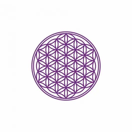 Abtibild sticker Feng Shui cu Floarea Vietii, Simbolul vietii – Violet - 5cm