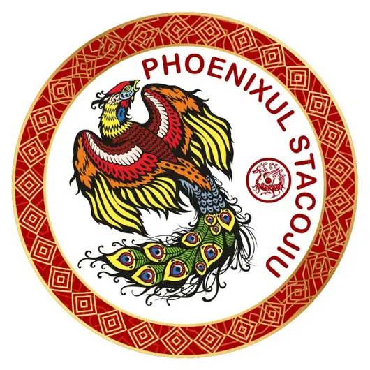 Abtibild sticker Feng Shui cu Phoenix Stacojiu – cele 4 animale celeste -11cm