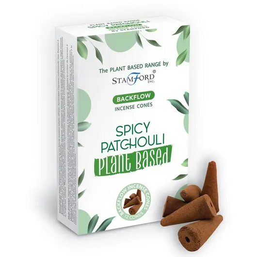 Conuri parfumate pe baza de plante Spicy Patchouli, 12 bucati, Backflow