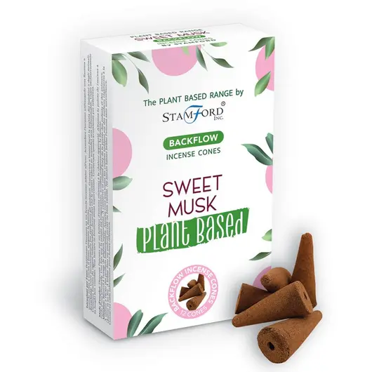 Conuri parfumate pe baza de plante Sweet Musk, 12 bucati, Backflow
