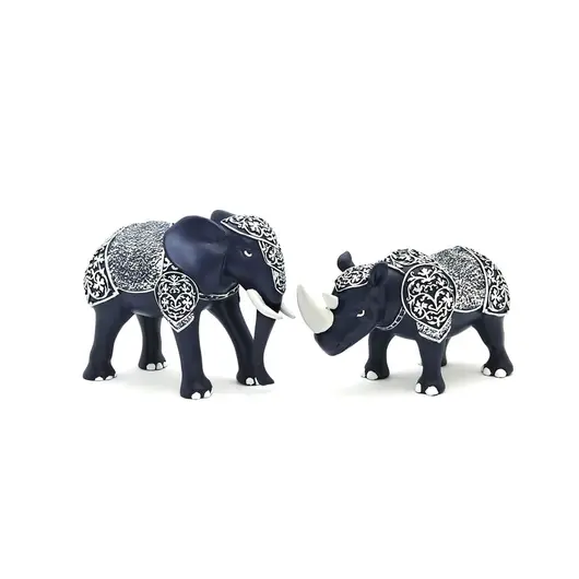 Statueta Feng Shui Elefant si Rinocer cu armura